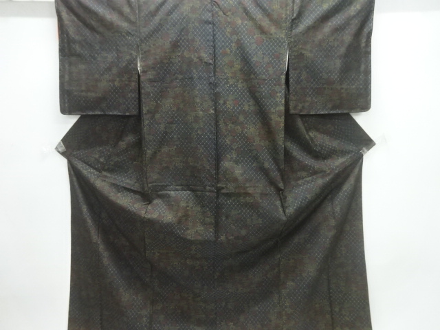 JAPANESE KIMONO / DORO OSHIMA TSUMUGI / WOVEN FLOWER & PLANT